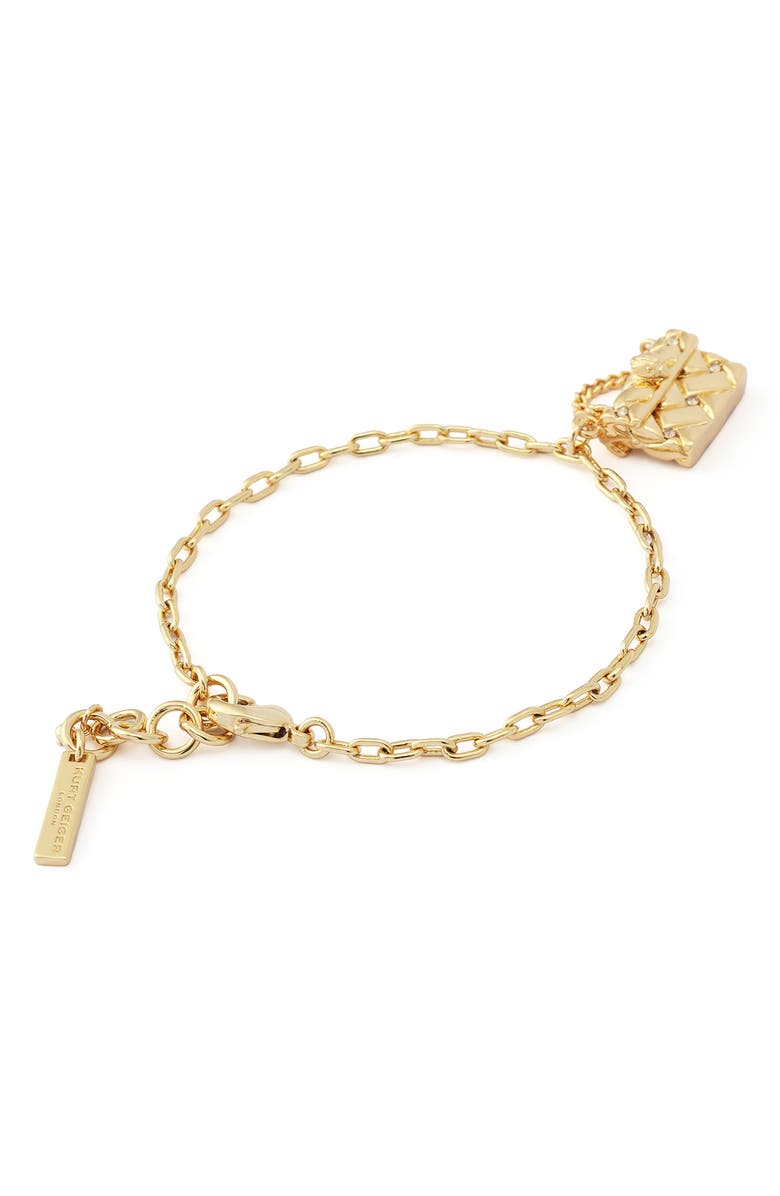 Kurt Geiger London Quilt Kensington Bag Pendant Bracelet, Alternate, color, Gold