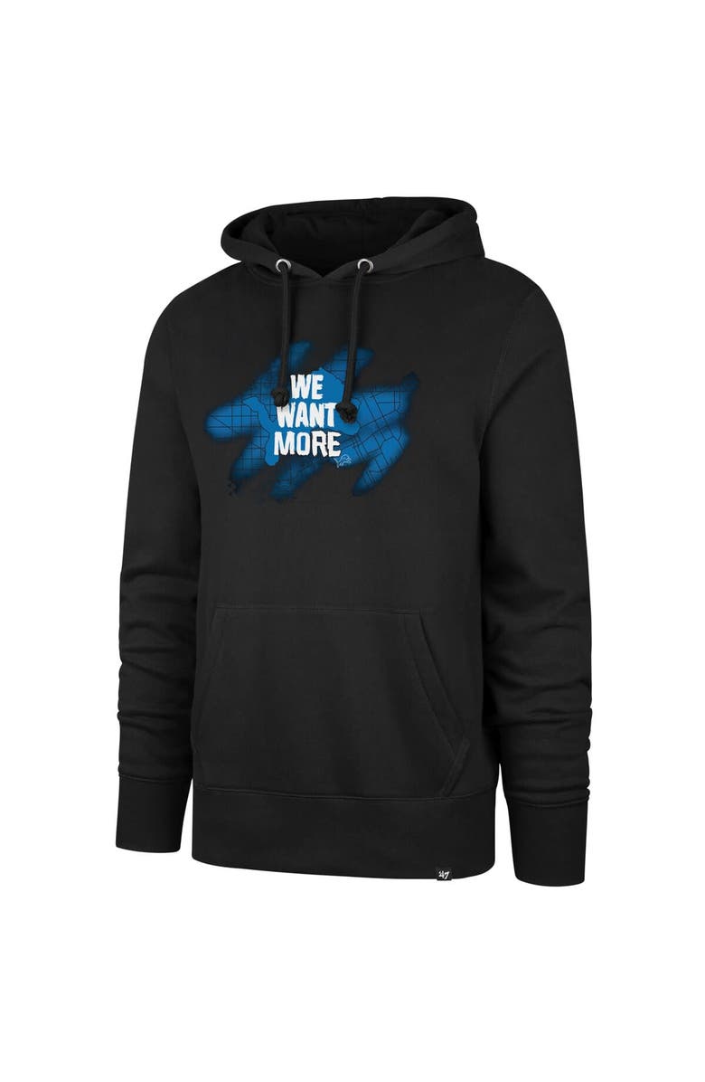 '47 Men's '47  Black Detroit Lions We Want More Headline Pullover Hoodie, Alternate, color, Black