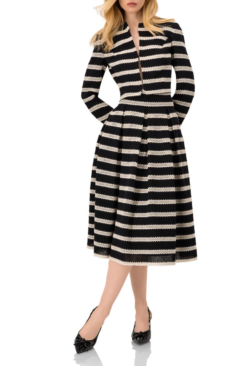 Striped Cropped Jacket with Modern Detailing, Alternate, color, Black