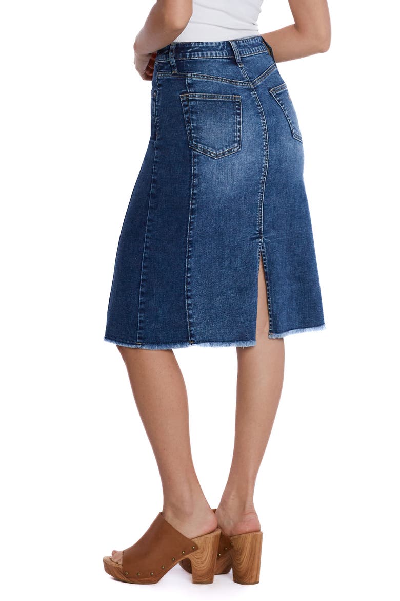 Two-Tone Raw Hem Denim Skirt, Alternate, color, POLARIS BLUE COMBO