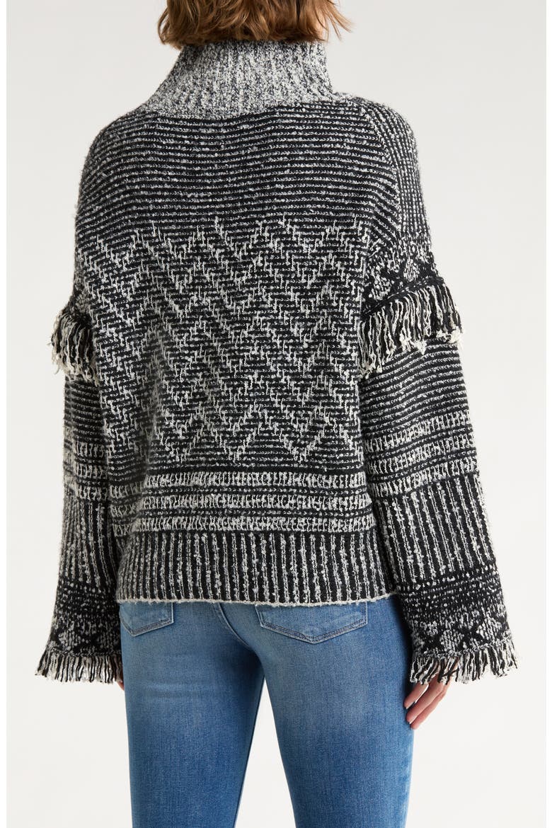 Fringe Bouclé Sweater, Alternate, color, BLACK/ GREY