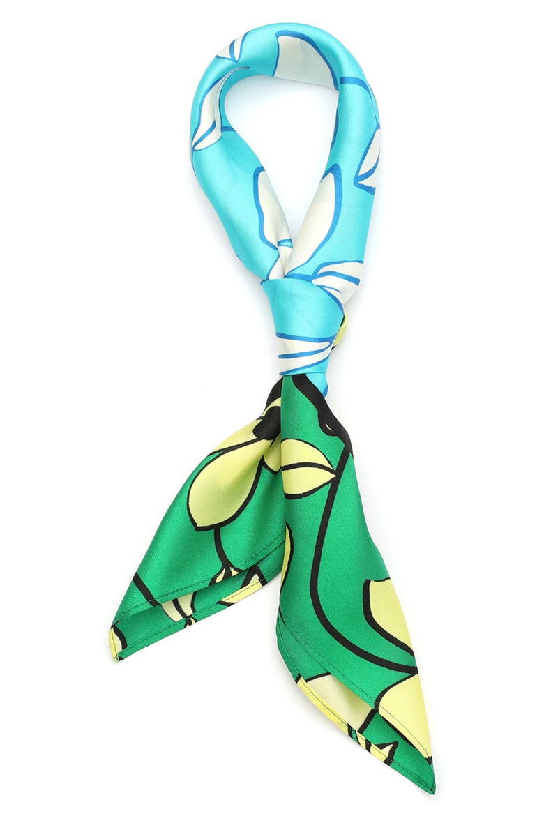floral vines silk bandana scarf, Alternate, color, RIVIERA BLUE