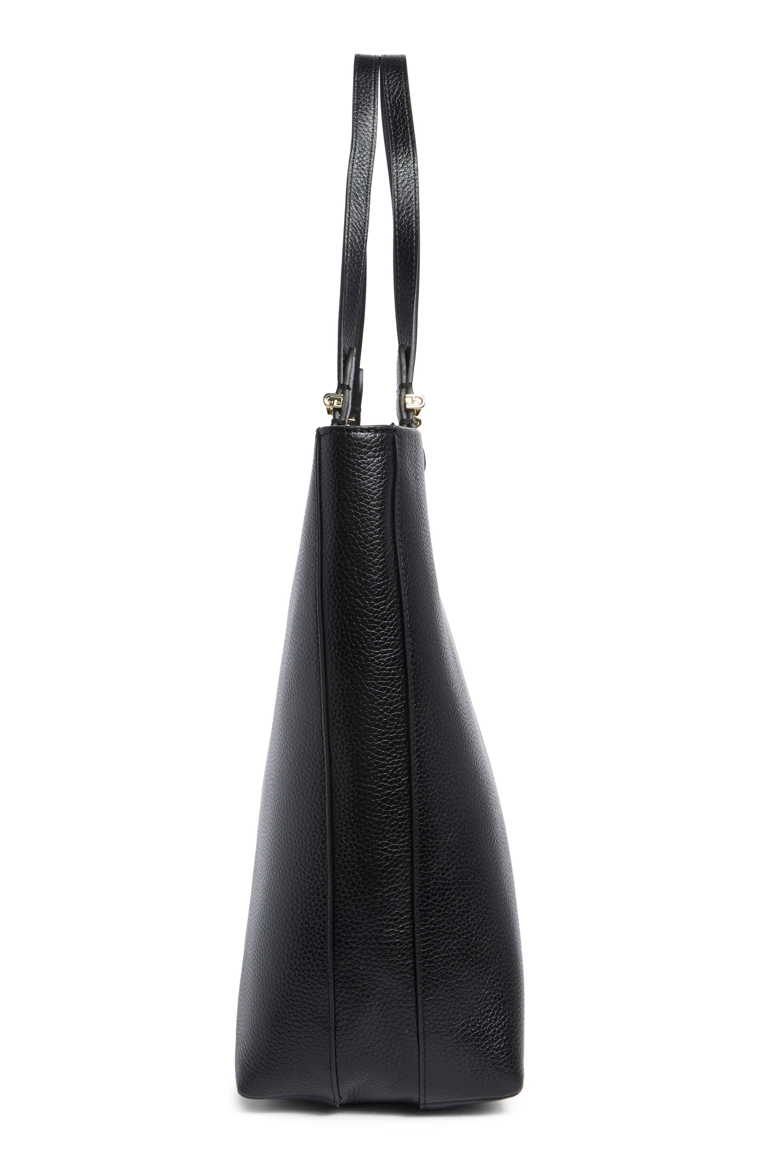 Gea Medium Leather Tote Bag, Alternate, color, NERO