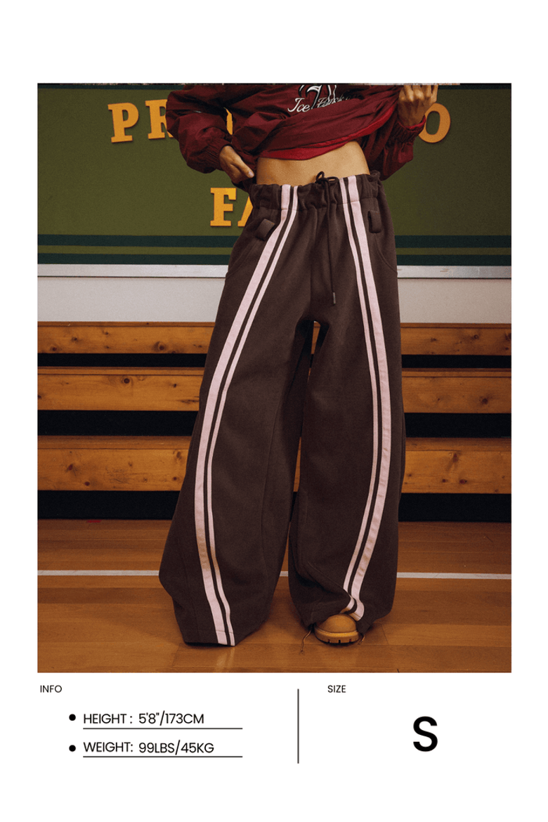 Stripe Super Baggy Barrel Sweatpants, Alternate, color, Brown