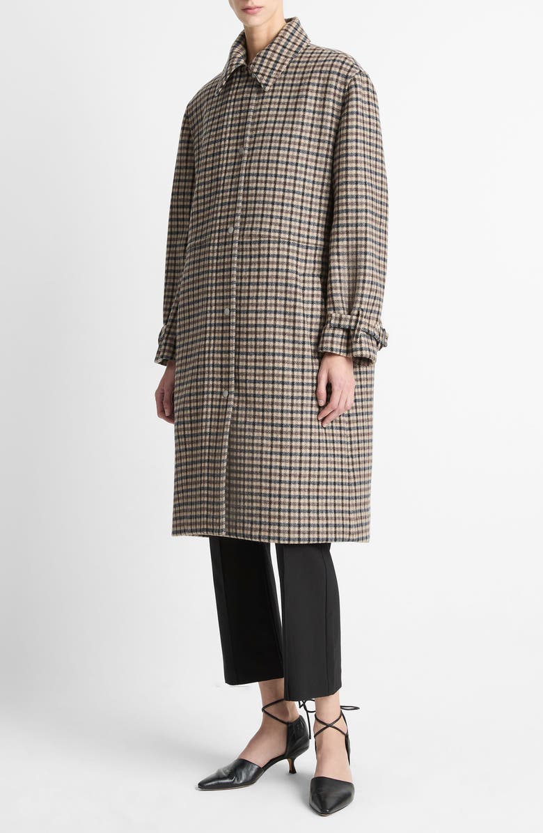 Vince Plaid Wool Blend Coat, Alternate, color, Multi Check