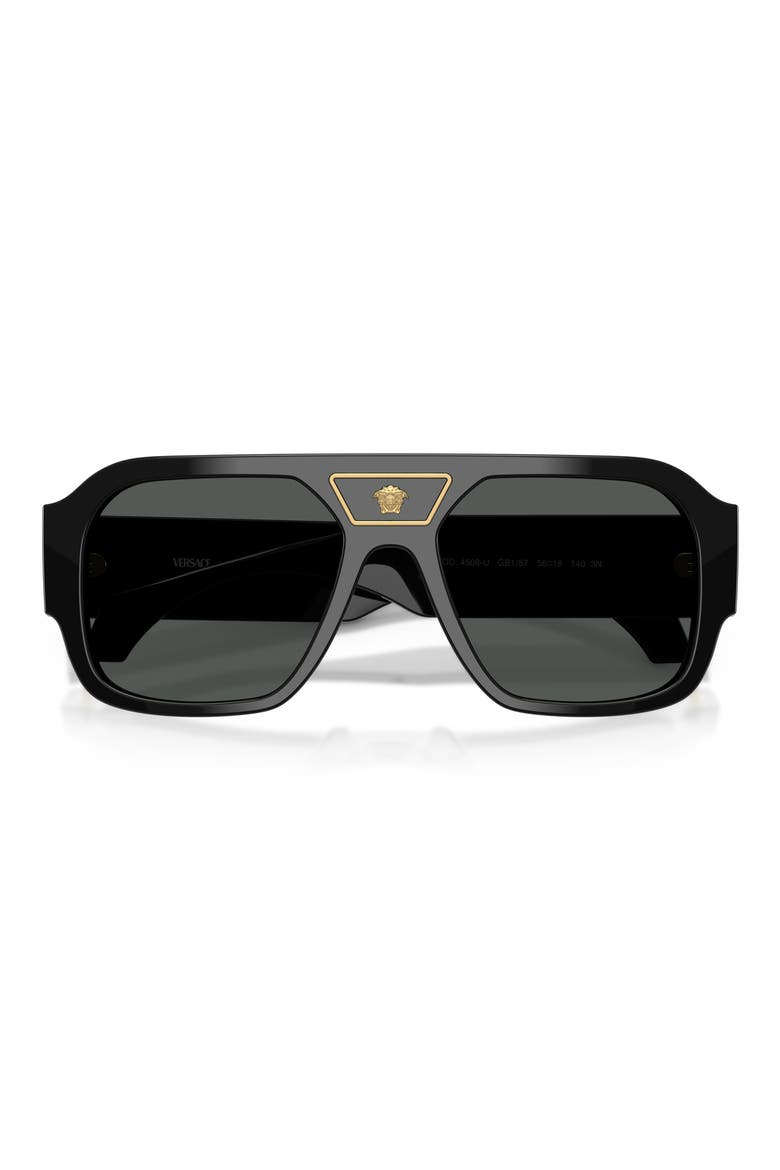 56mm Square Sunglasses, Alternate, color, BLACK / DARK GREY
