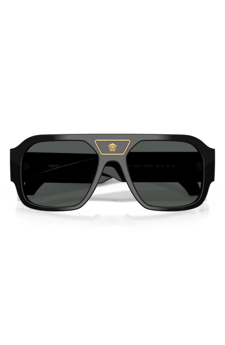 Versace 56mm Square Sunglasses, Alternate, color, Black / Dark Grey