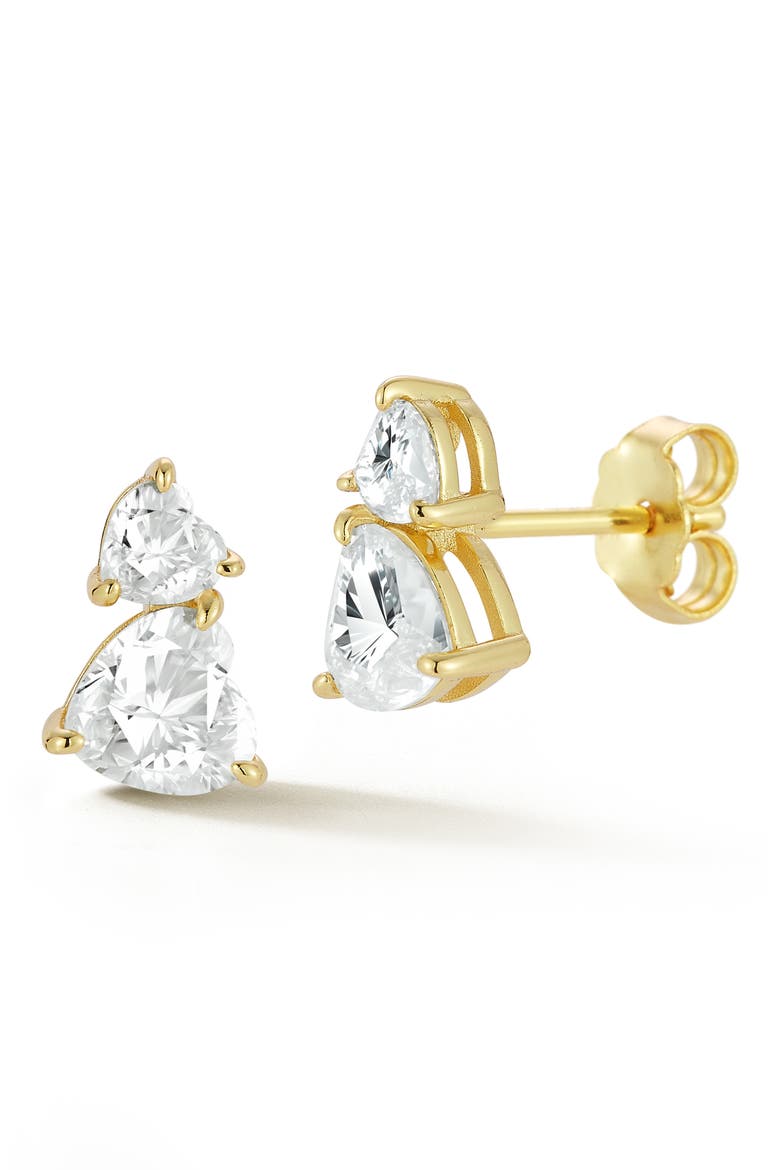 Stacked Heart Moissanite Stud Earrings, Main, color, GOLD