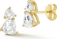 GLAZE JEWELRY Stacked Heart Moissanite Stud Earrings