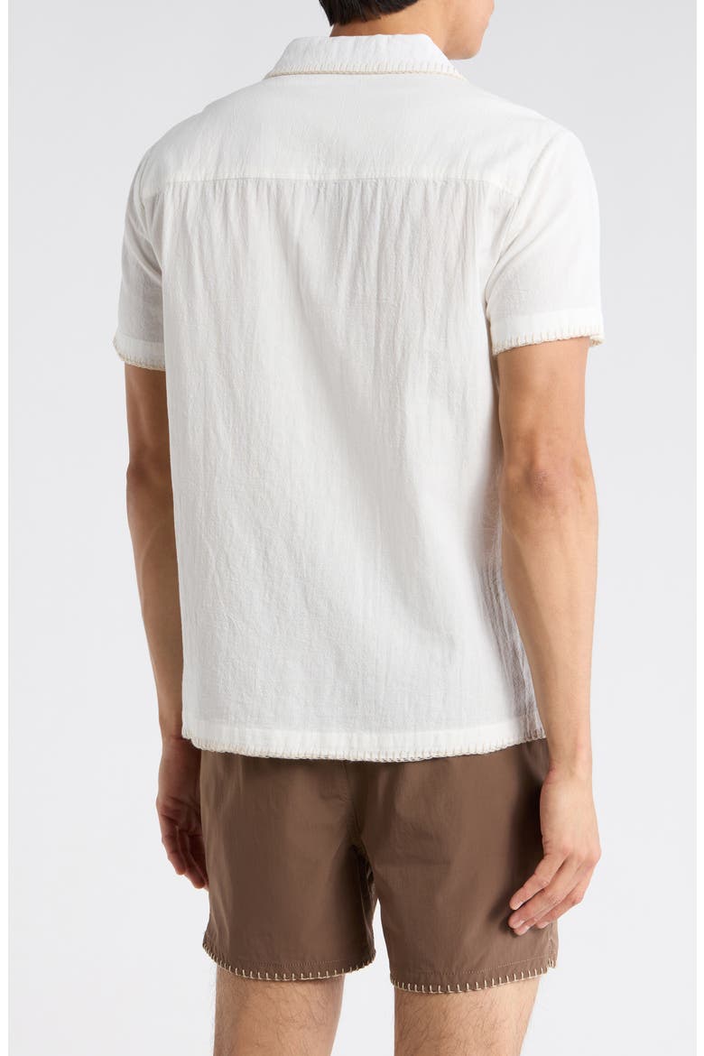 Short Sleeve Embroidered Camp Shirt, Alternate, color, WHITE