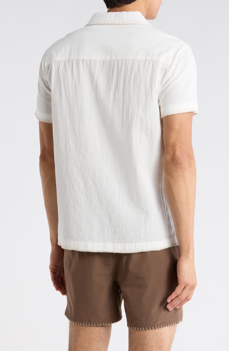 Vintage Summer Short Sleeve Embroidered Camp Shirt, Alternate, color, White