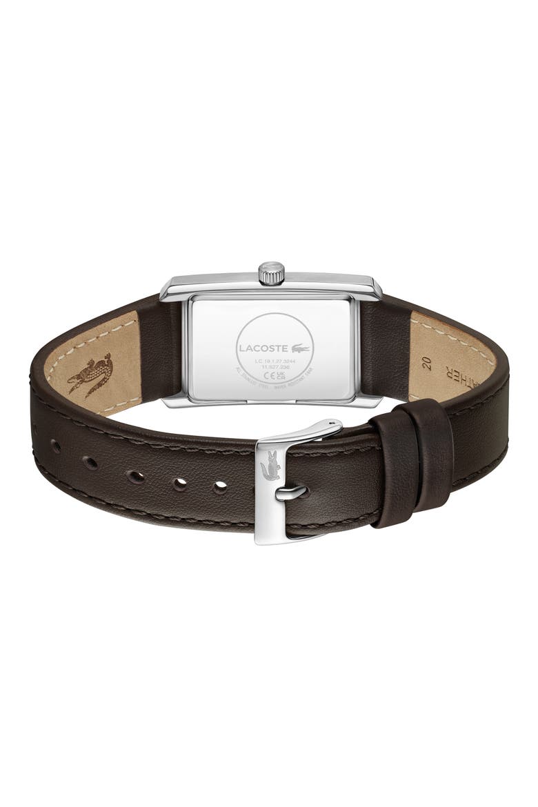 Santiago Leather Strap Watch, Alternate, color, SILVER WHITE