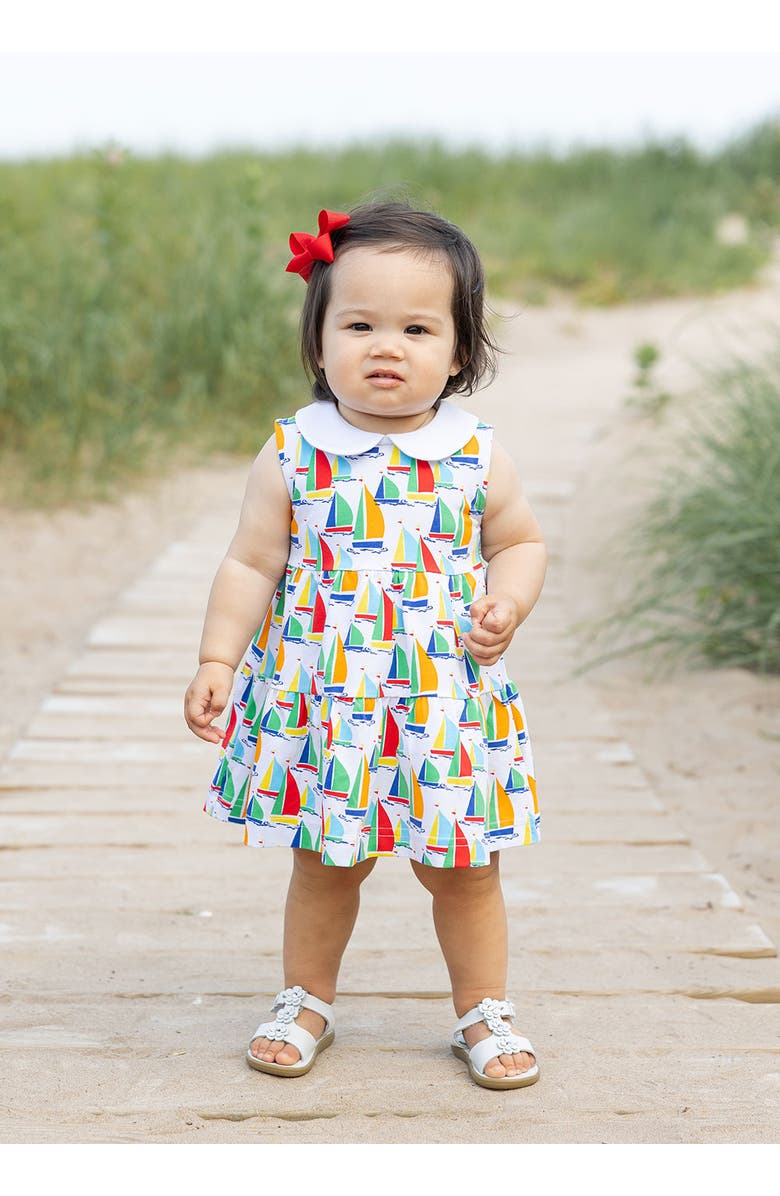 Florence Eiseman Sailboat Print Tiered Dress, Alternate, color, White / Multicolor