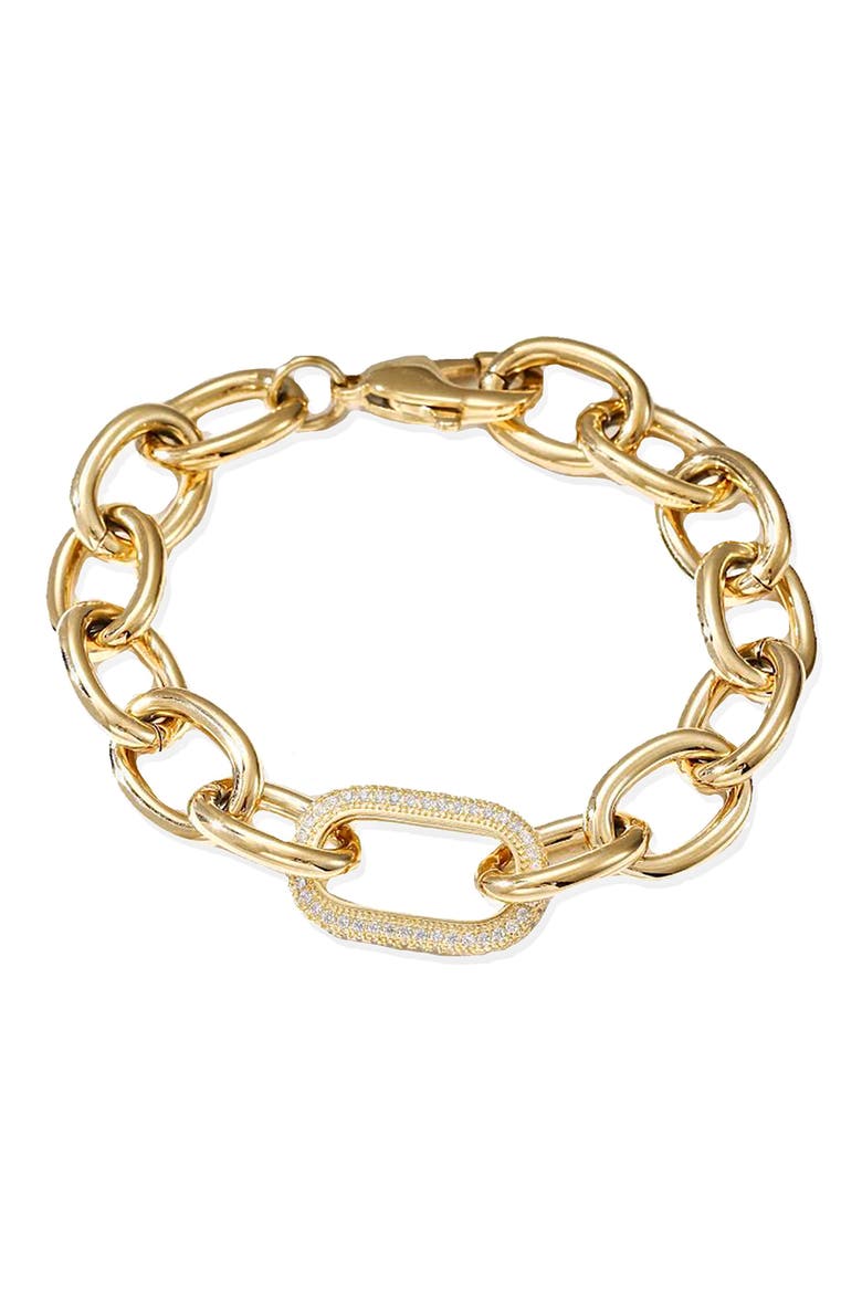 Pavé Crystal Oval Link Bracelet, Main, color, YELLOW