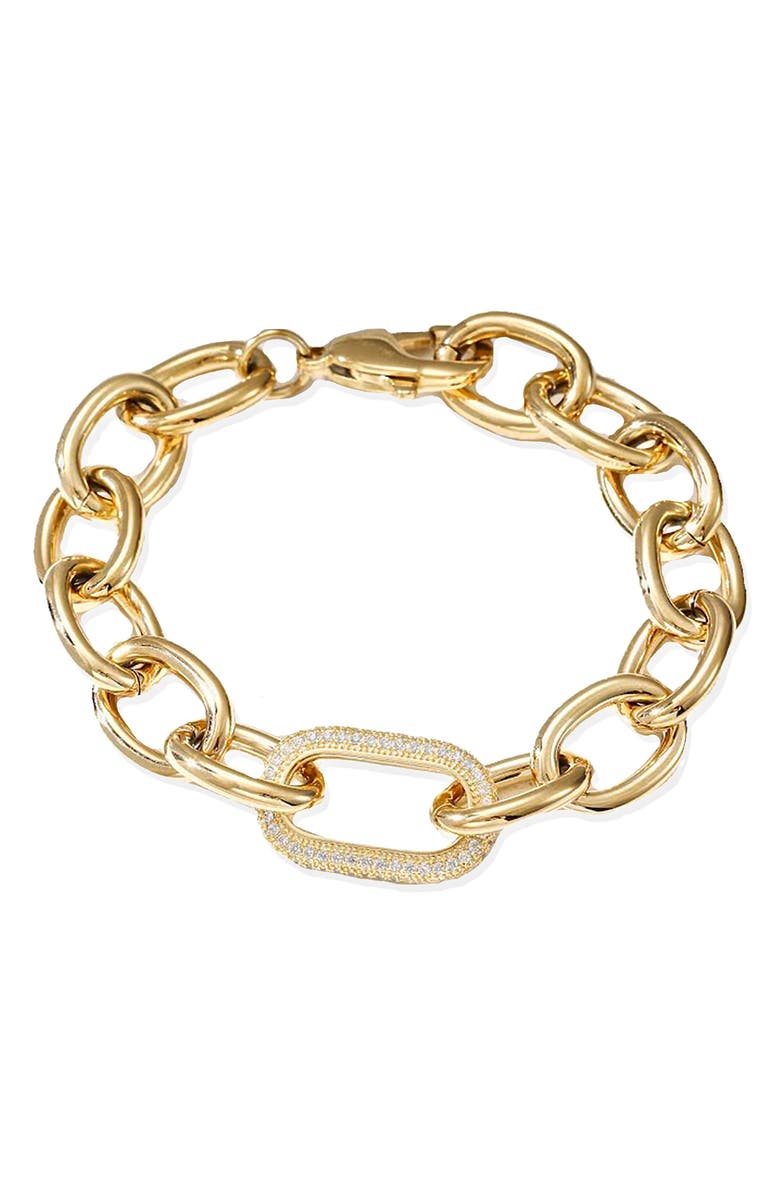 Jane Basch Designs Pavé Crystal Oval Link Bracelet, Main, color, Yellow
