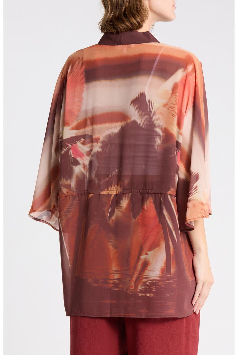 Drawstring Tie Chiffon Topper, Alternate, color, BROWN SUNSET