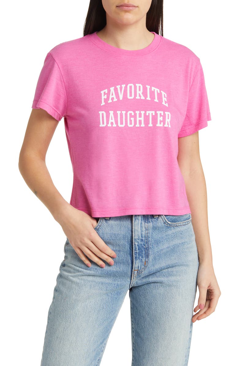 Favorite Daughter Collegiate Crop Graphic Tee, Main, color, Deep Rose
