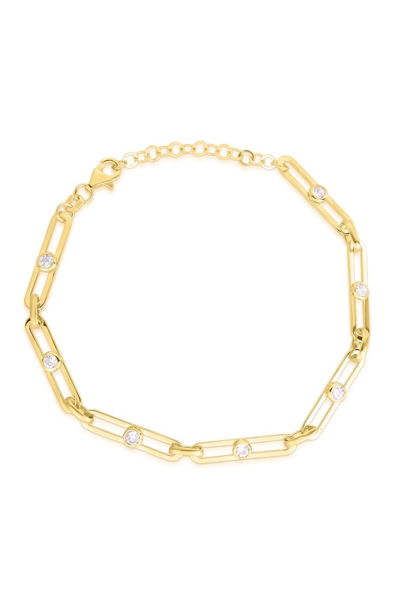 SPHERA MILANO 14K Gold Vermeil CZ Chain Bracelet, Main, color, 