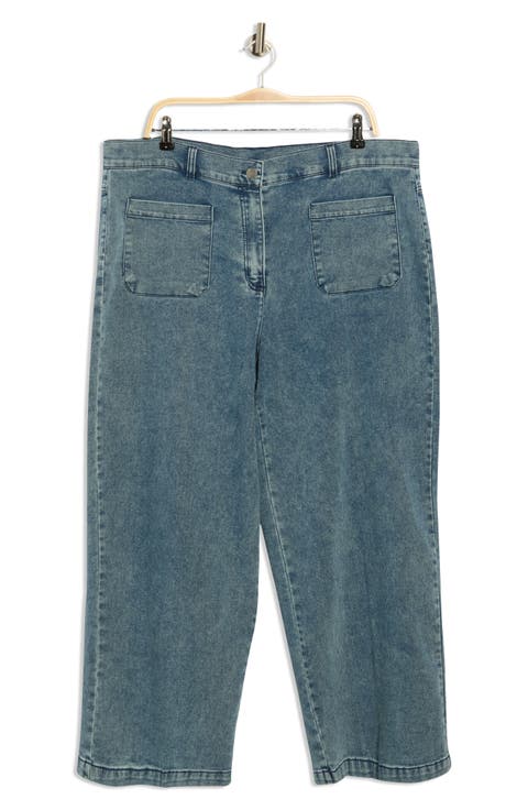 French Terry Denim Look Pants (Plus)