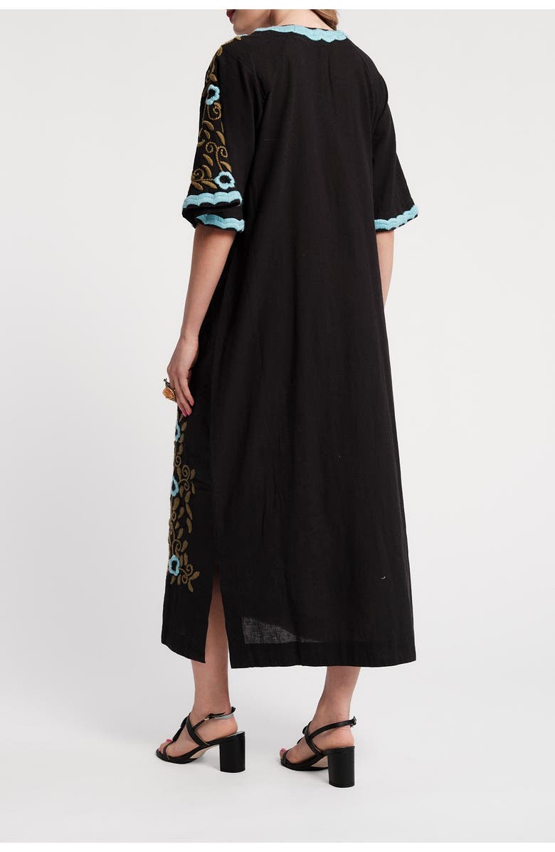 Frances Valentine Peacock Caftan, Alternate, color, Black/Blue