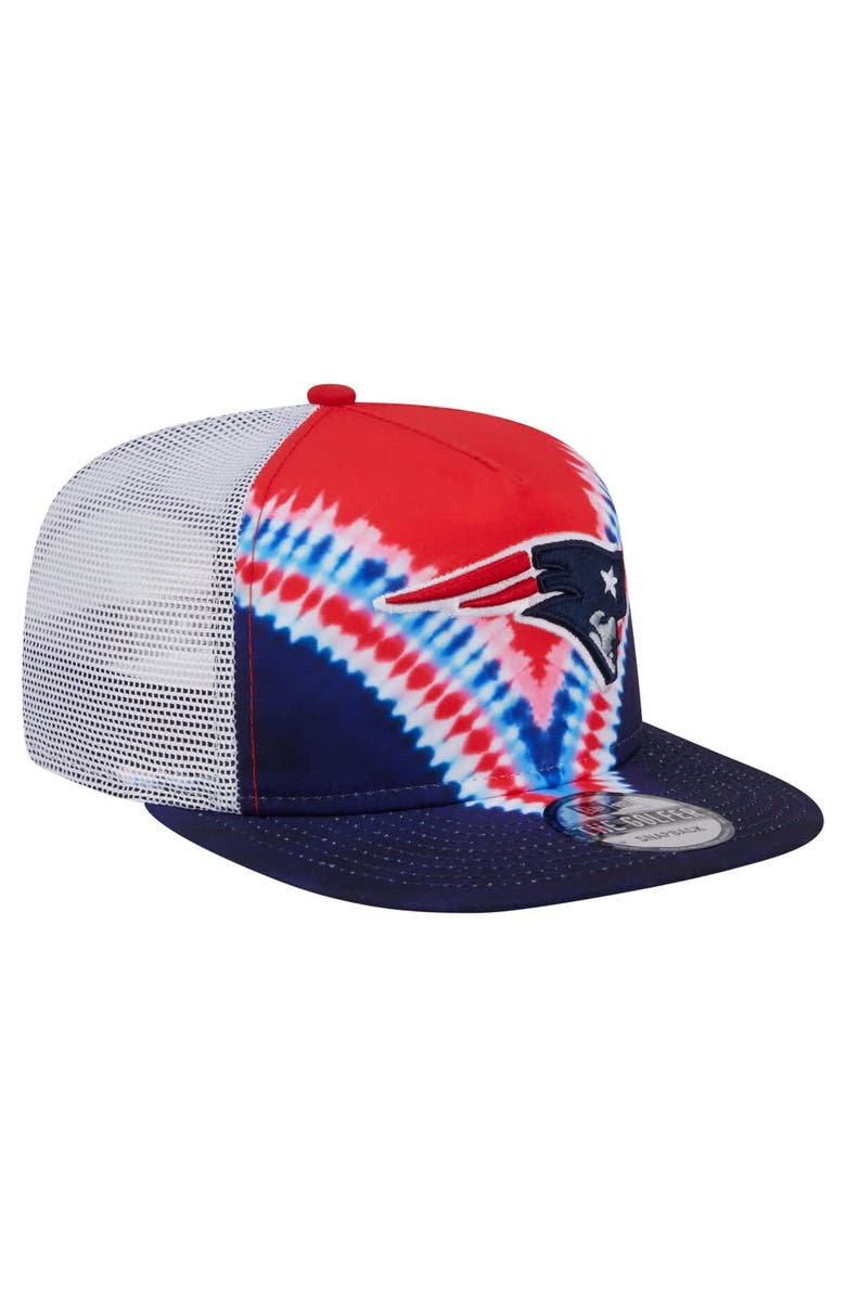 New Era Men's New Era Red/Navy New England Patriots Throwback Dye Golfer Snapback Hat, Alternate, color, Red