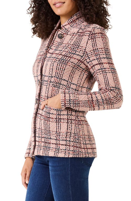 Nic + Zoe Nic+zoe Plaid Knit Cotton Jacket In Brown