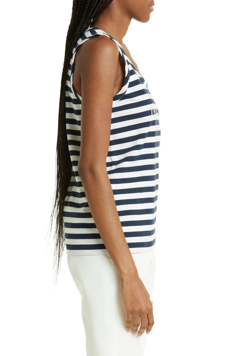 Moncler Stripe Logo Cotton Rib Tank Top, Alternate, color, 