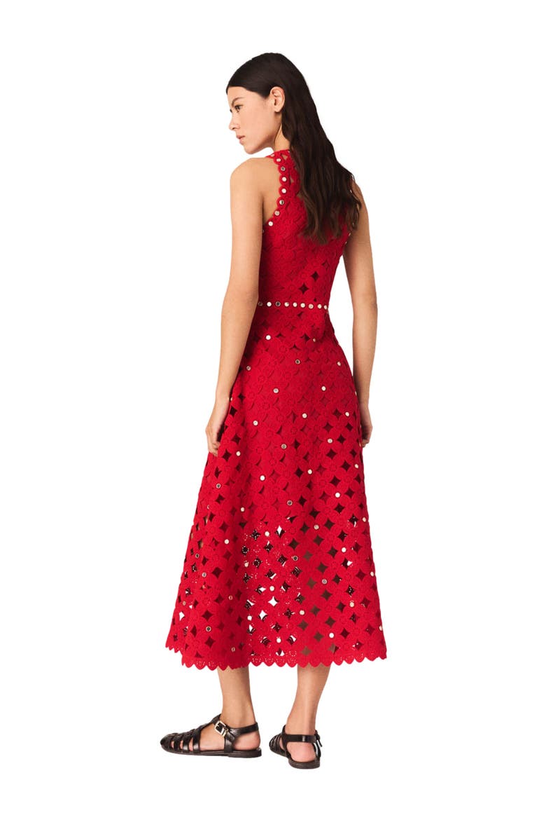 Mirrored crochet dress, Alternate, color, Red