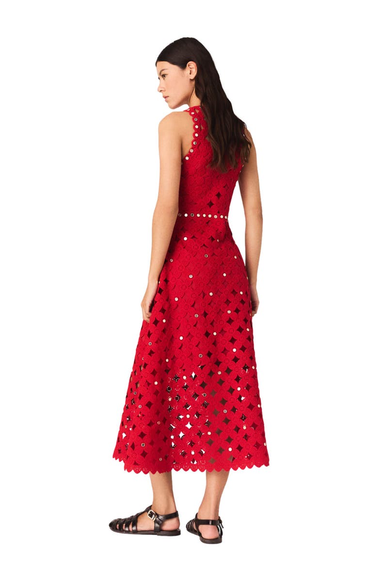 maje Mirrored crochet dress, Alternate, color, Red