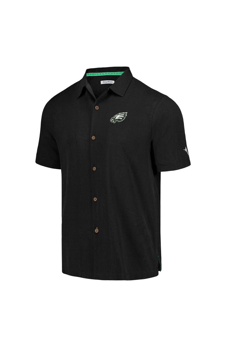 Tommy Bahama Men's Tommy Bahama Black Philadelphia Eagles Tidal Kickoff Camp Button-Up Shirt, Alternate, color, Black