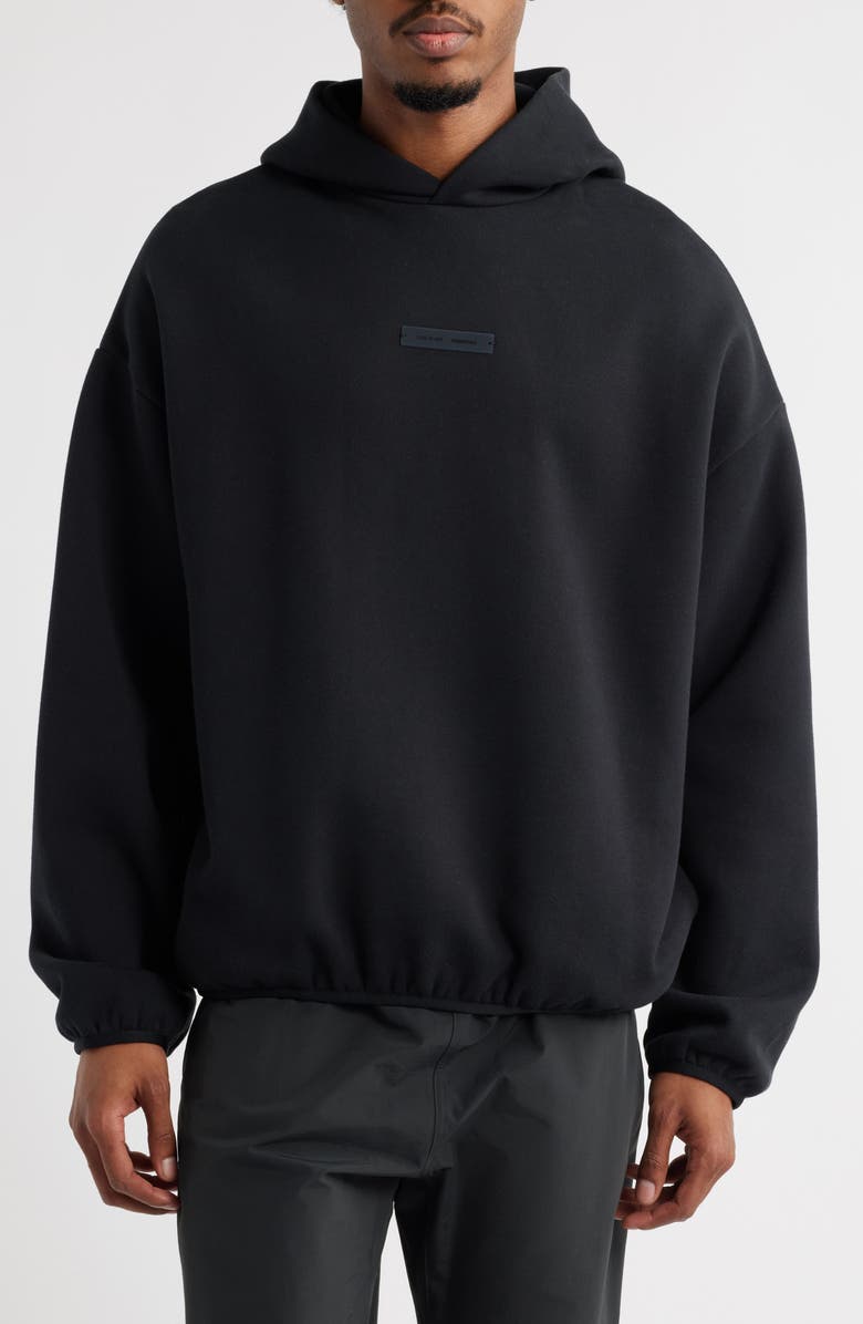 Fear of God Essentials Modern Fit Fleece Hoodie, Main, color, Jet Black