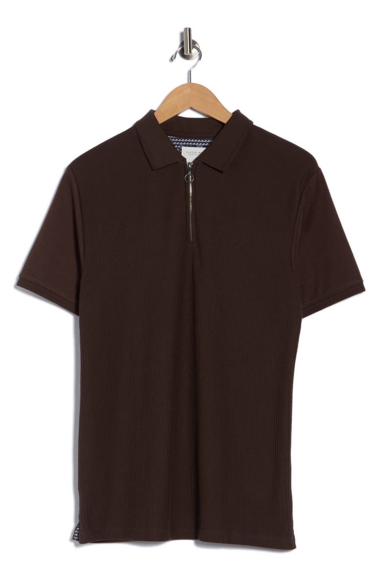 Cactus Man Texture Zip Polo, Alternate, color, Chocolate