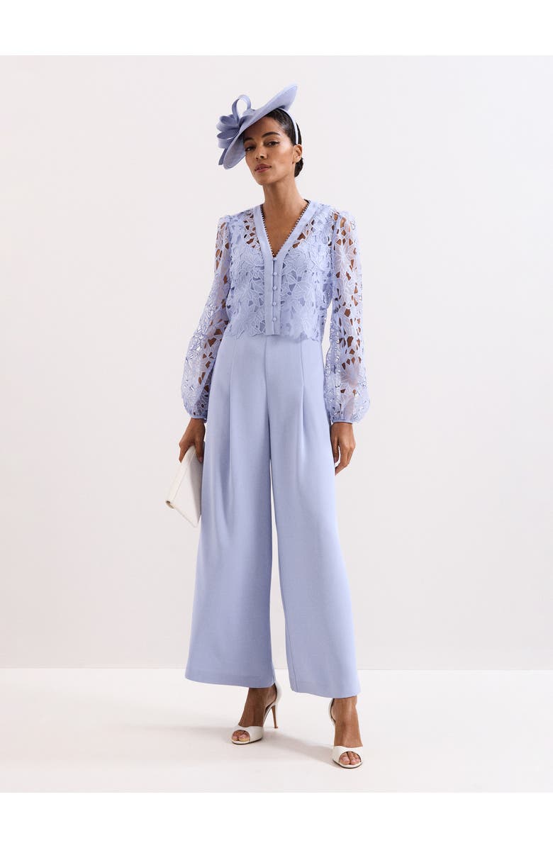 Phase Eight Winona Lace Jumpsuit, Main, color, Pale Blue