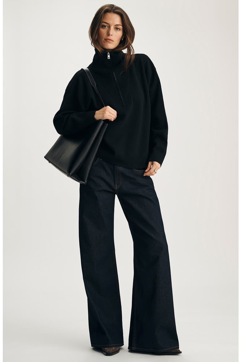 Half Zip Polo Sweater, Alternate, color, BLACK