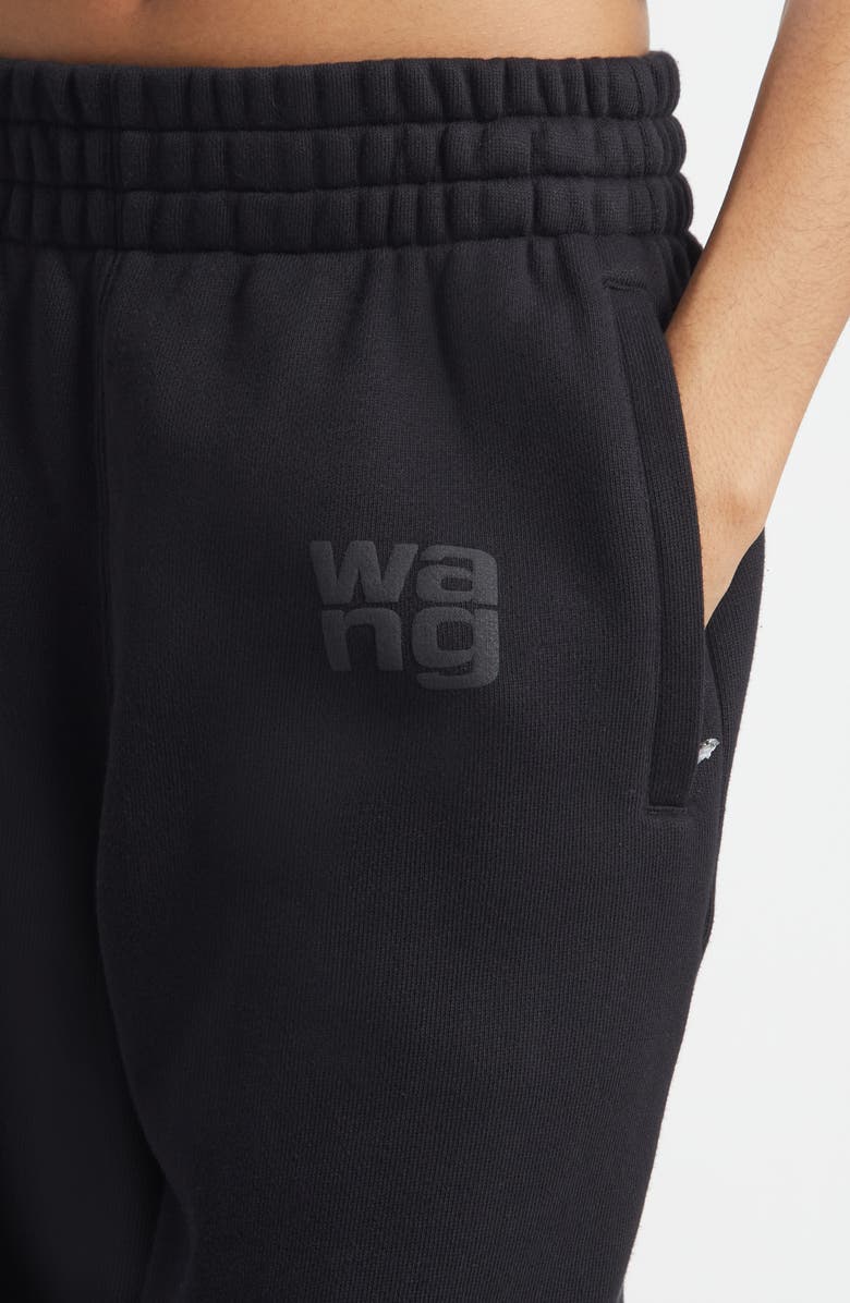 Alexander Wang Essential Logo Cotton French Terry Sweatpants, Alternate, color, Black