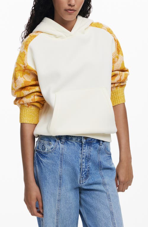 Desigual Mixed Media Hoodie In Yellow