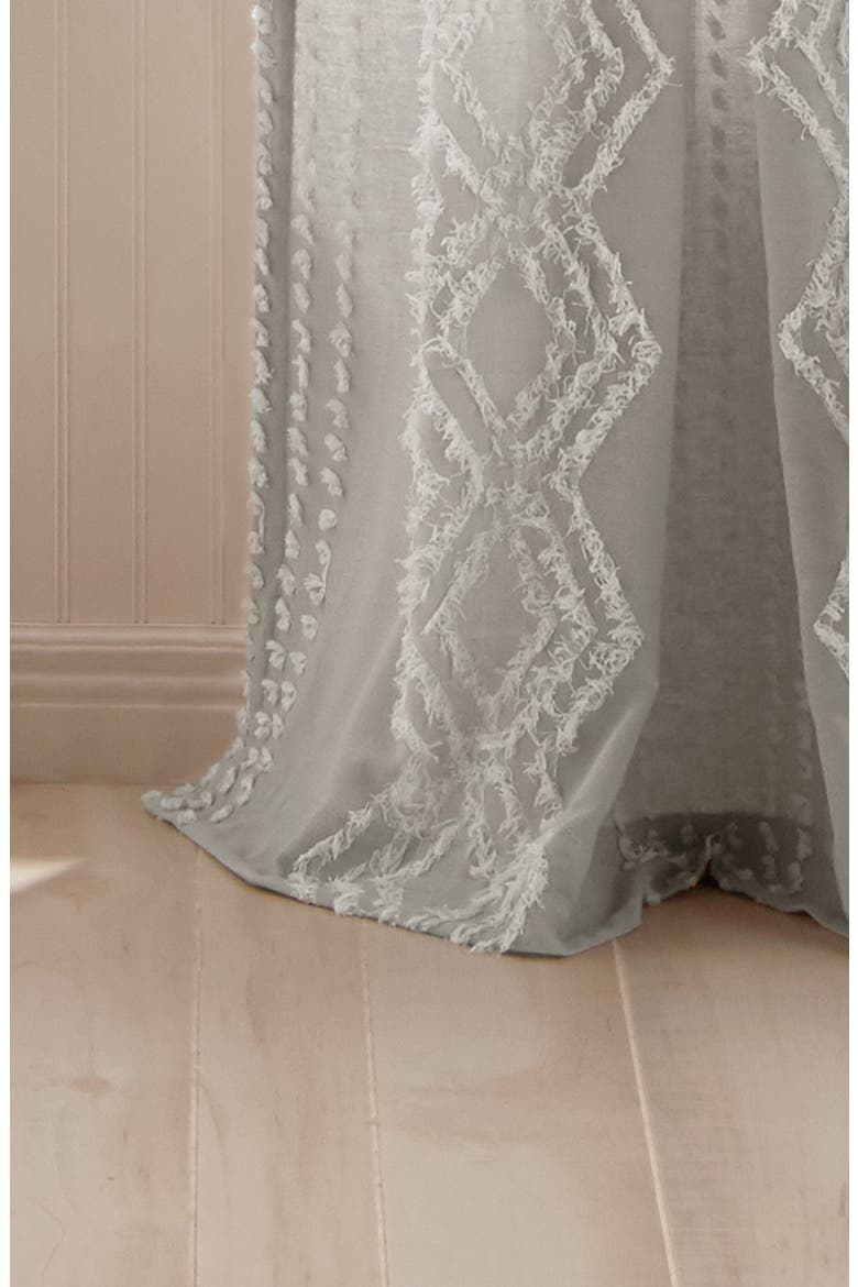 Cut Geo Back Tab Single Curtain Panel, Main, color, GREY