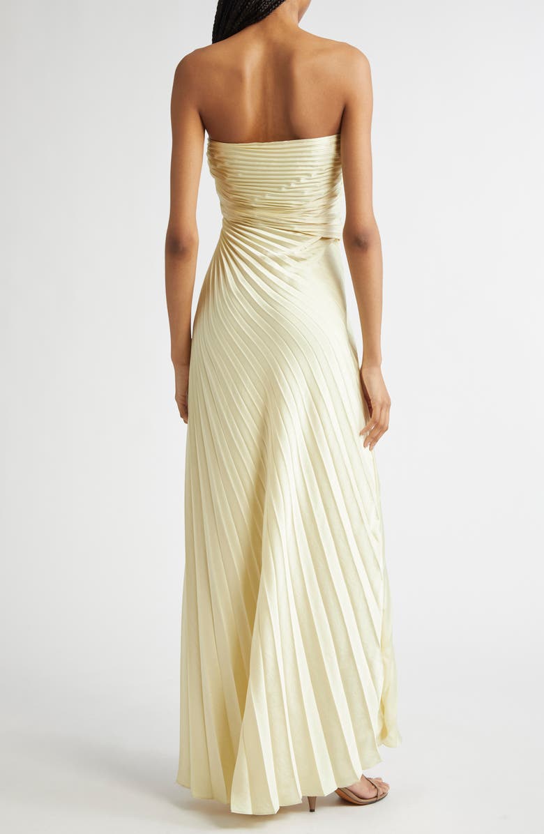 A.L.C. Bianca Pleated Strapless Gown, Alternate, color, Light Canary