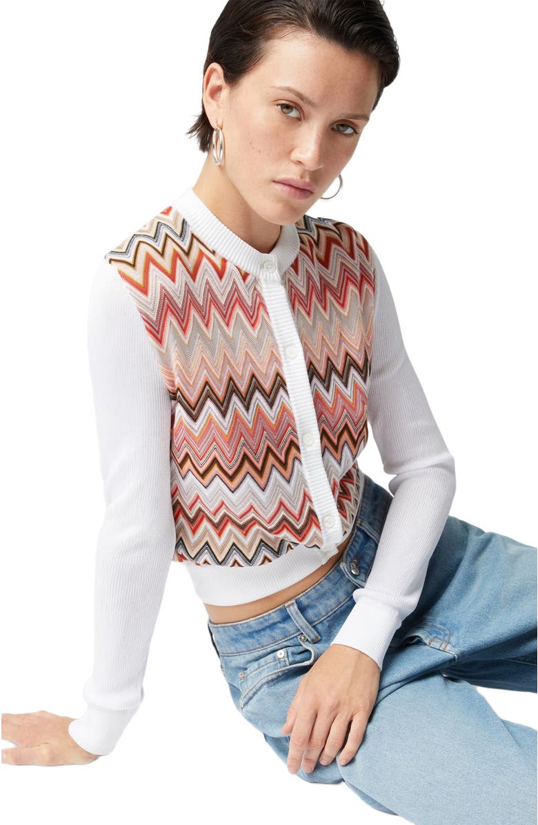 Missoni Viscose-blend Cardigan With Chevron Insert, Alternate, color, Multicoloured