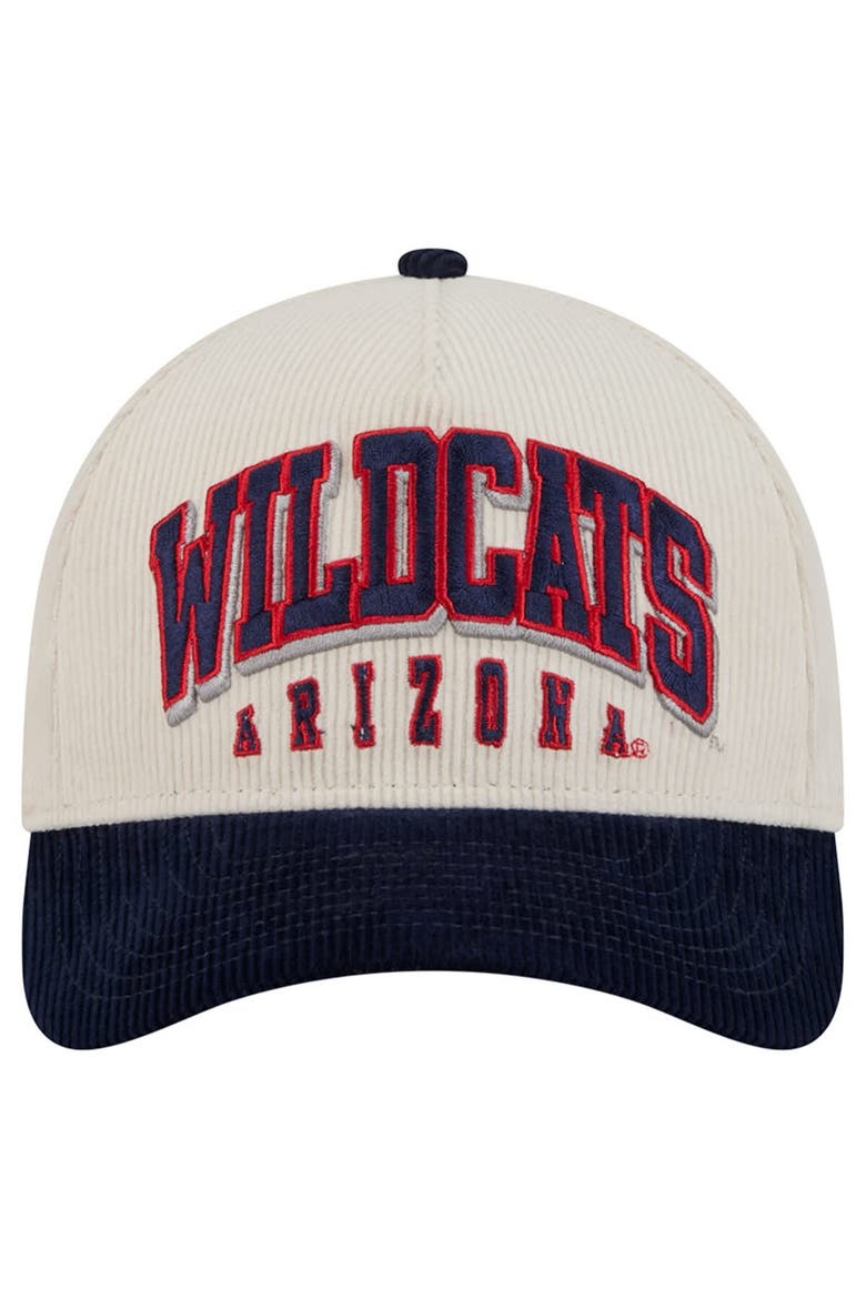 Men's New Era Navy/Cream Arizona Wildcats Arch Two-Tone Corduroy 9FORTY A-Frame Adjustable Hat, Alternate, color, Navy