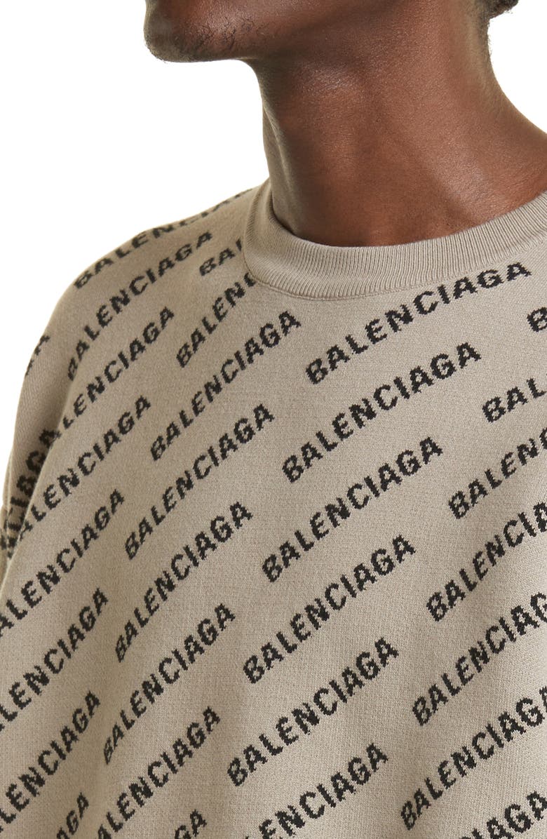 Balenciaga Allover Logo Crewneck Sweater, Alternate, color, 