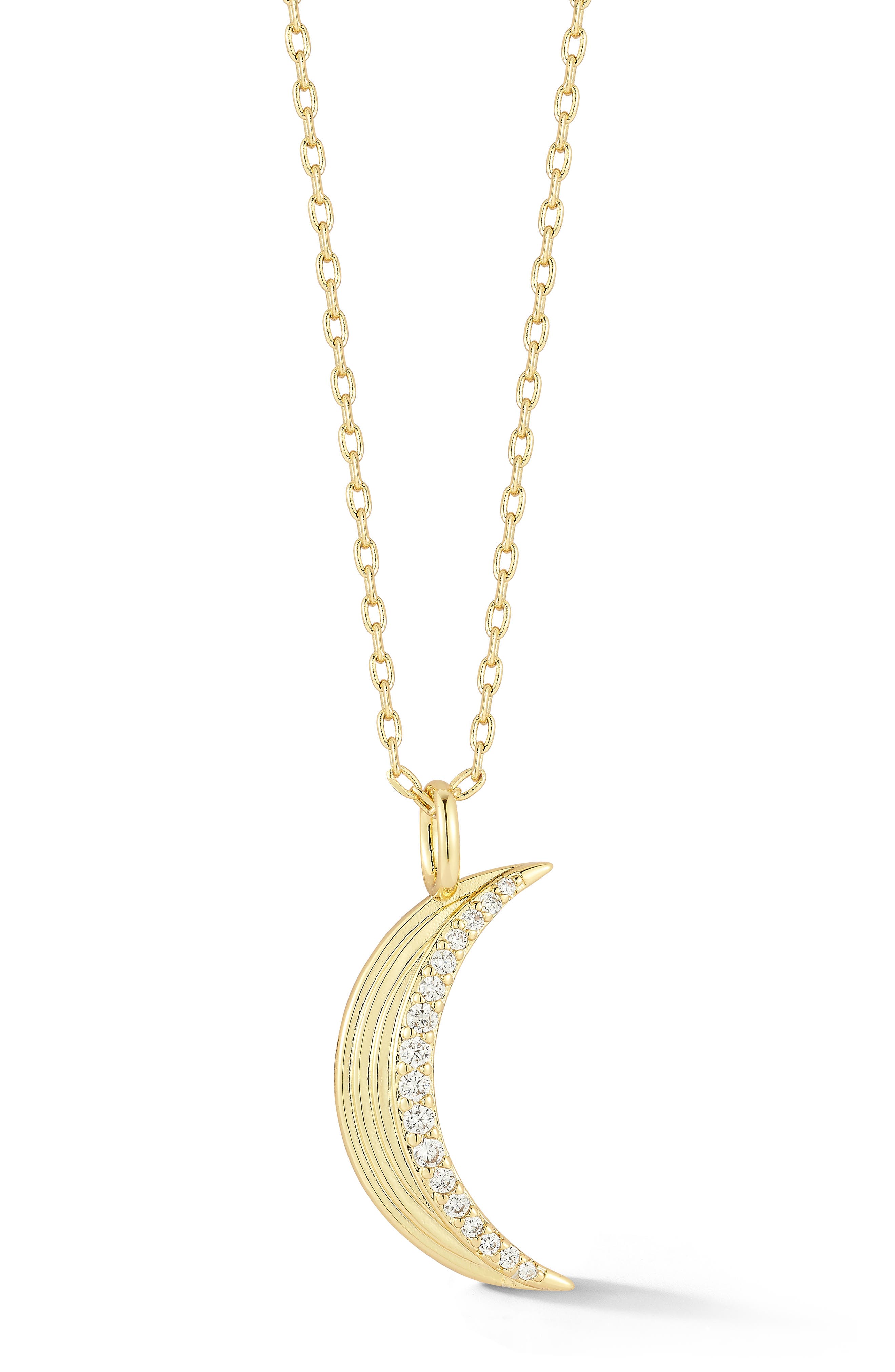 Sphera Milano Cubic Zirconia Moon Pendant Necklace In Gold