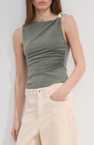 MANGO Bead Strap Detail Ruched Top