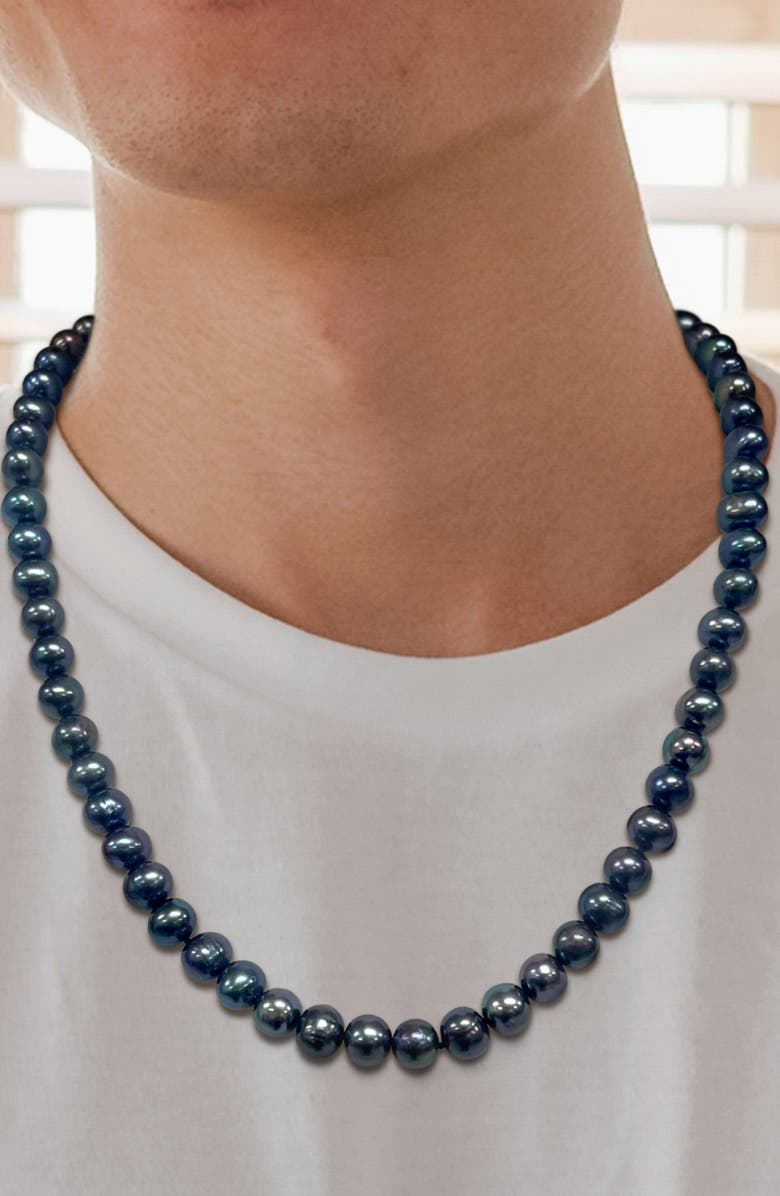 DELMAR Sterling Silver 8–8.5mm Black Cultured Freshwater Pearl Necklace, Alternate, color, Black