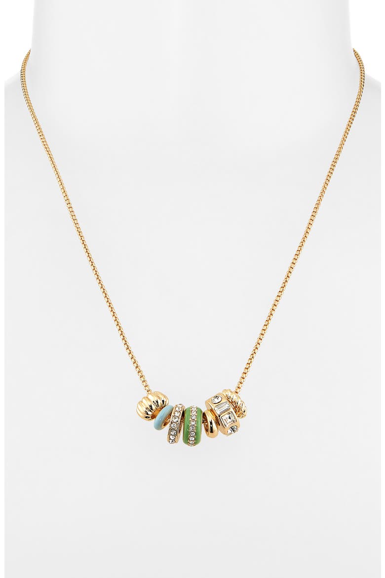 Stacked Enamel Charm Necklace, Alternate, color, BLUE- GREEN- GOLD