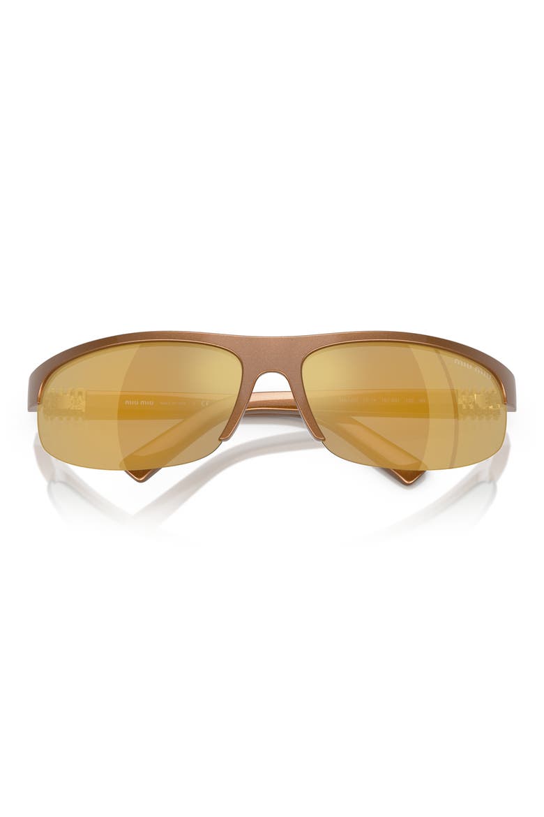 70mm Oversize Oval Semirimless Sunglasses, Main, color, BROWN MIRROR