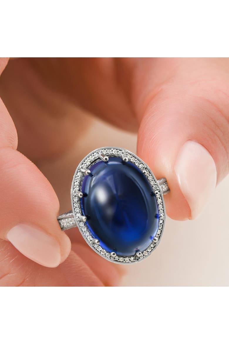 22.70Ct Ceylon Star Sapphire Diamond Heirloom Ring 14k Gold Lab Grown, Alternate, color, 14k White Gold