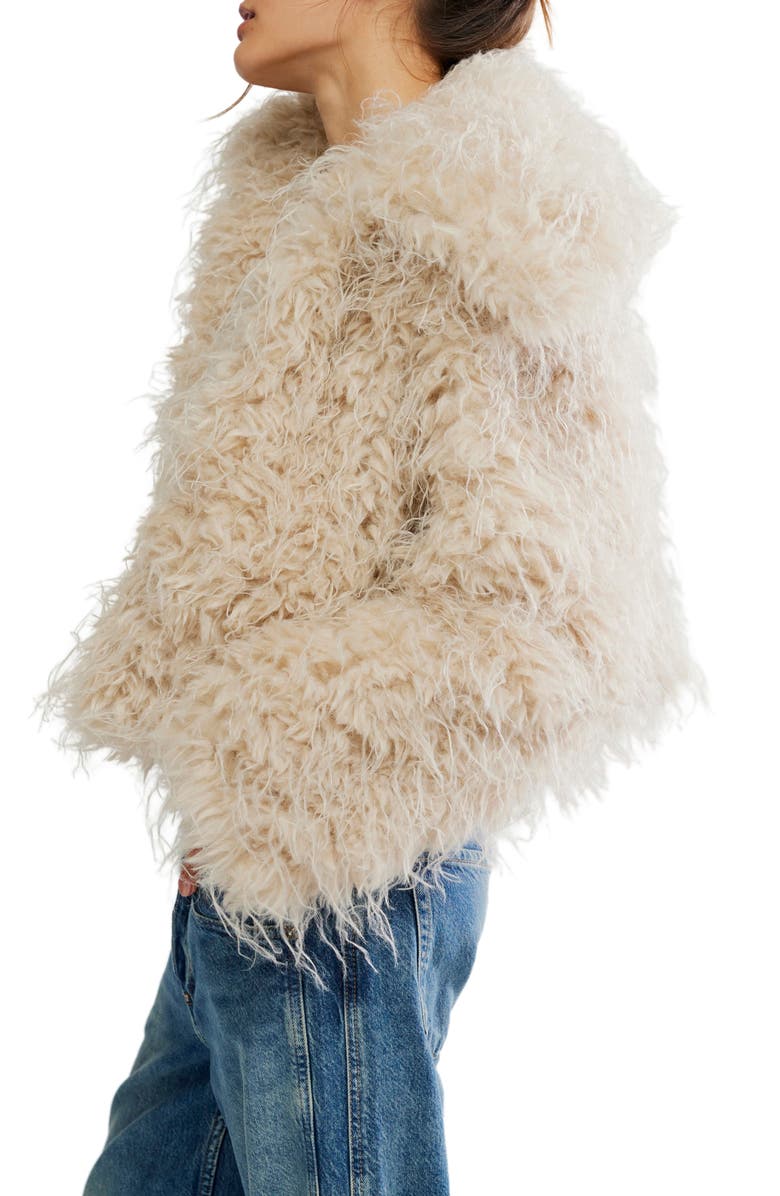 Free People Moonlight Faux Fur Jacket, Alternate, color, Tea