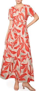 MELLODAY Short Sleeve Tiered Maxi Dress