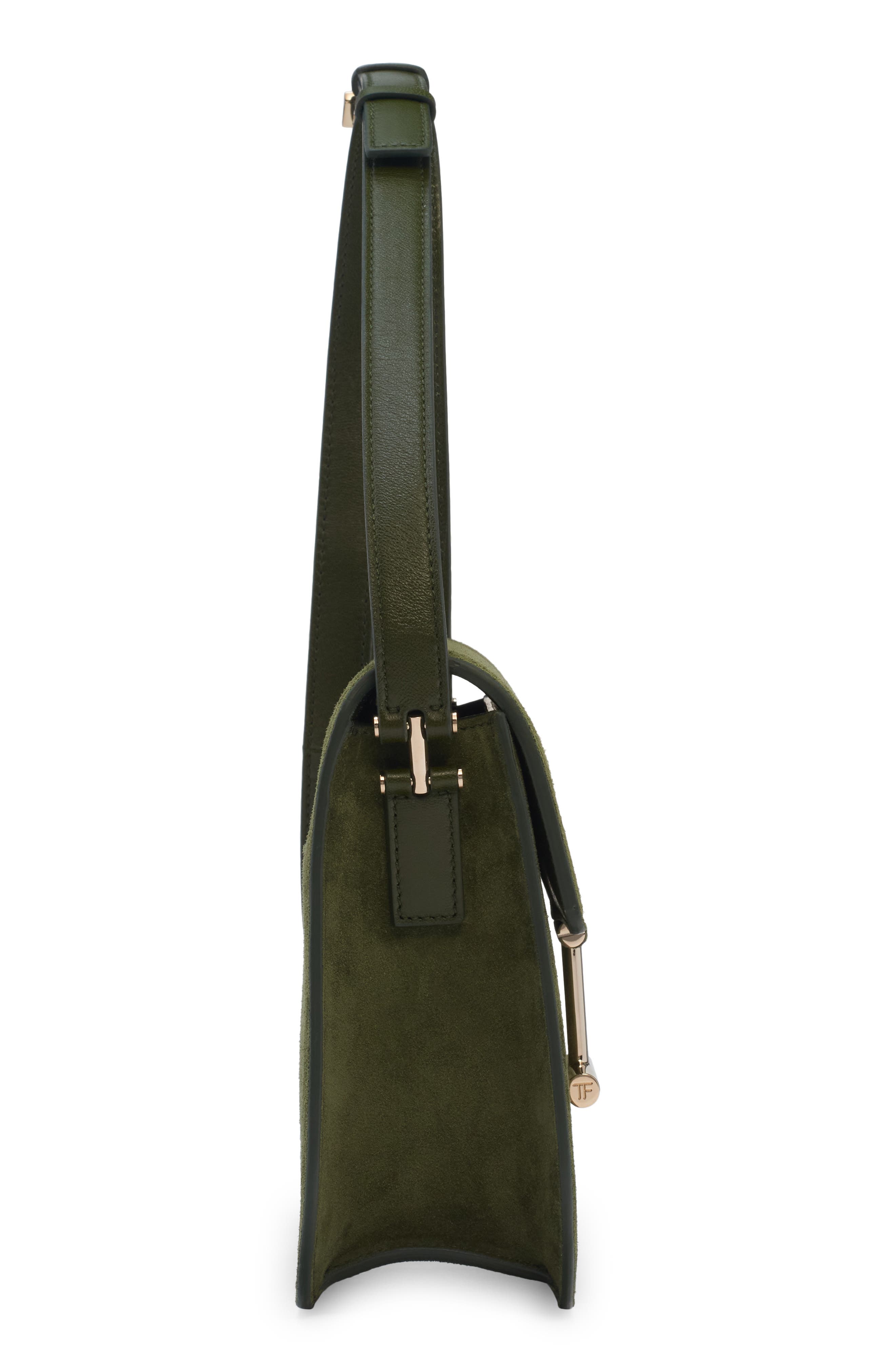 TOM FORD Mini Suede Crossbody Bag, Alternate, color, 1E018 Moss Green